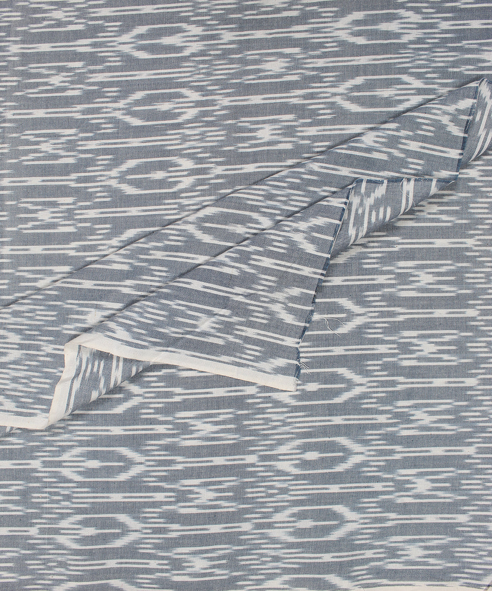 Navy blue white handloom pochampally ikat cotton fabric