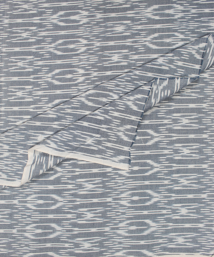 Navy blue white handloom pochampally ikat cotton fabric
