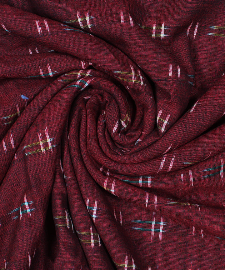 Maroon handloom pochampally ikat cotton fabric