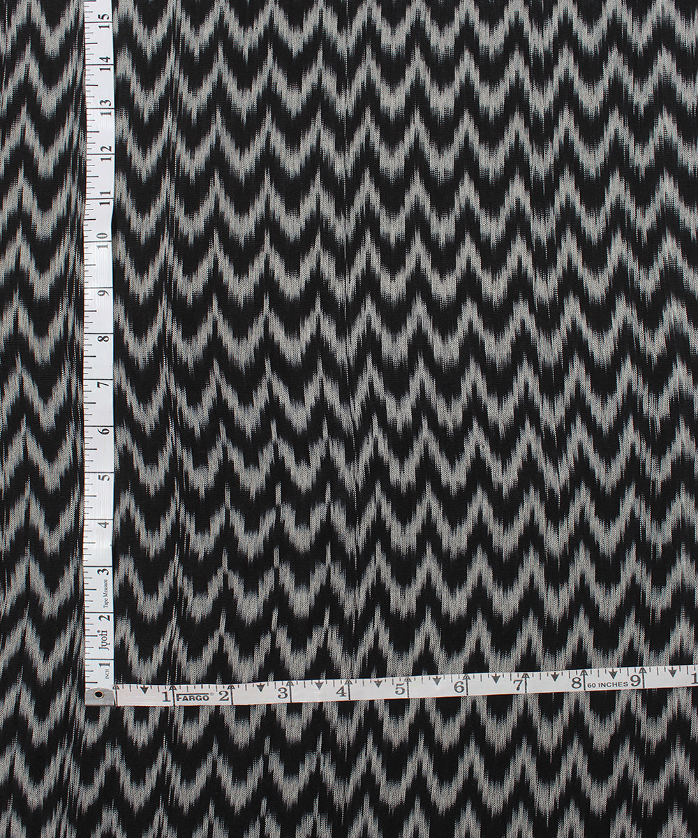 Black grey handloom pochampally ikat cotton fabric