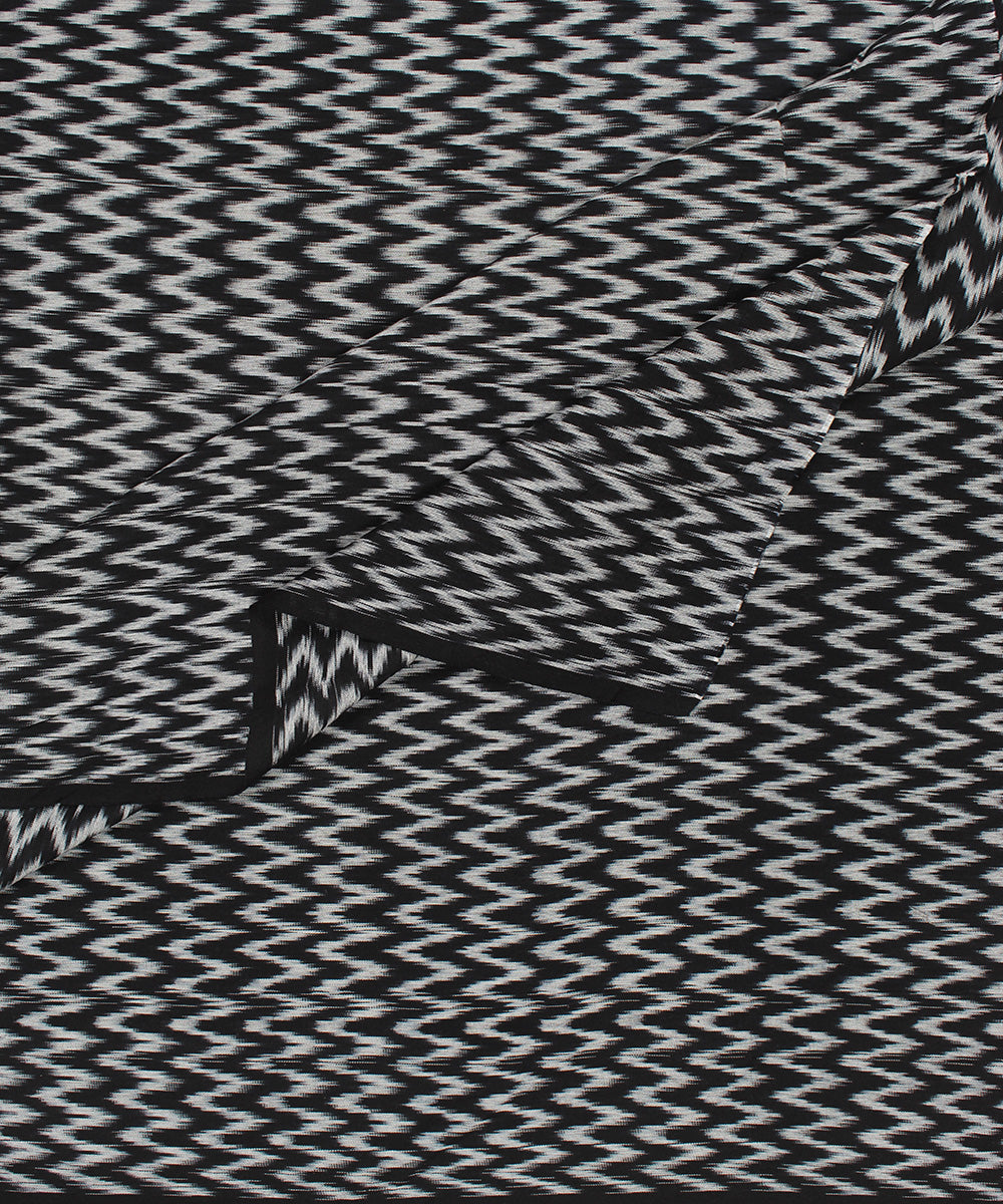 Black grey handloom pochampally ikat cotton fabric