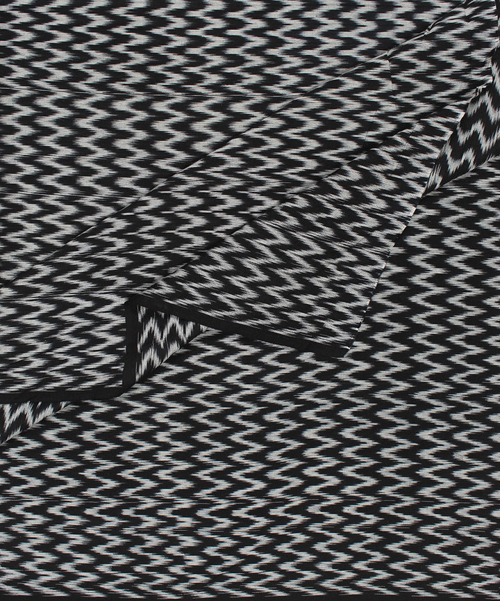 Black grey handloom pochampally ikat cotton fabric