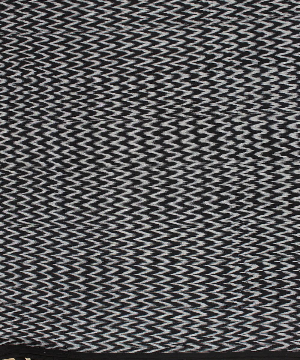 Black grey handloom pochampally ikat cotton fabric