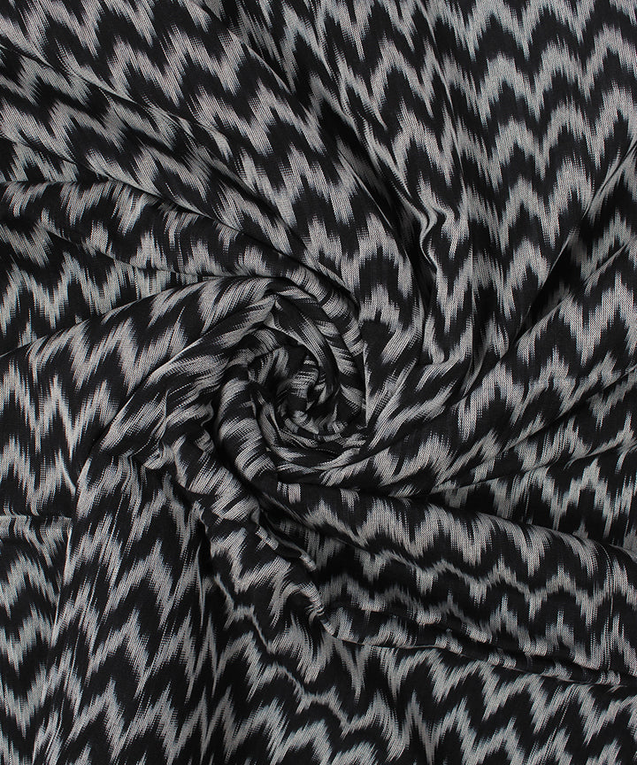 Black grey handloom pochampally ikat cotton fabric