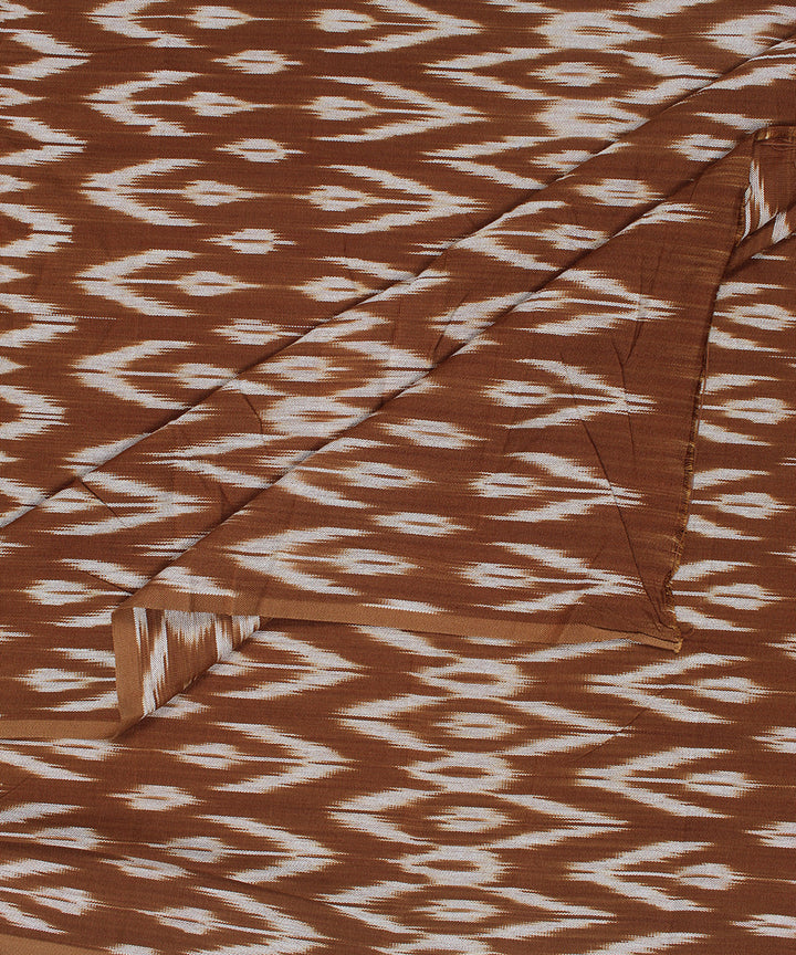 Brown beige handloom pochampally ikat cotton fabric