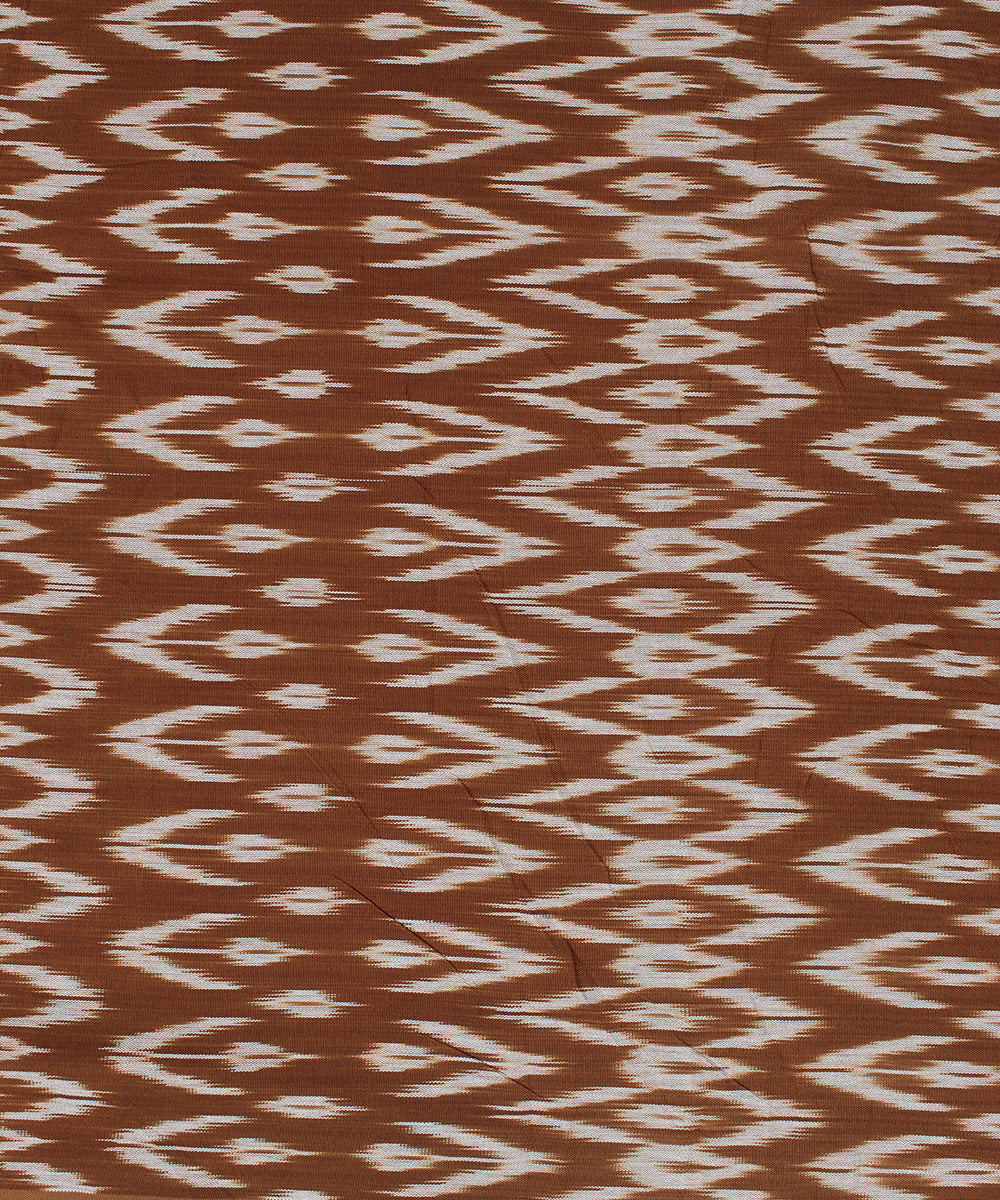 Brown beige handloom pochampally ikat cotton fabric