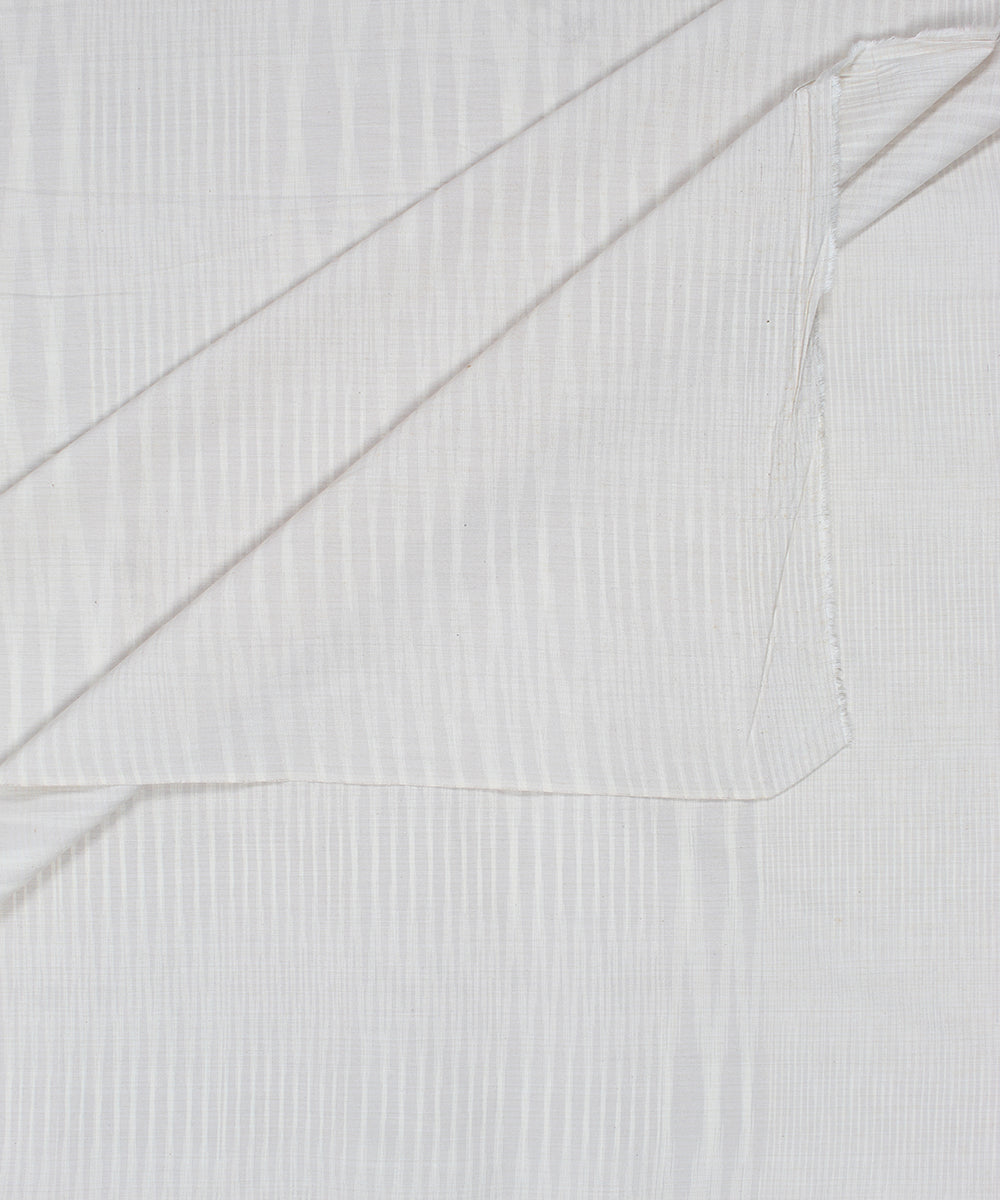 Beige self striped handloom pochampally ikat cotton fabric