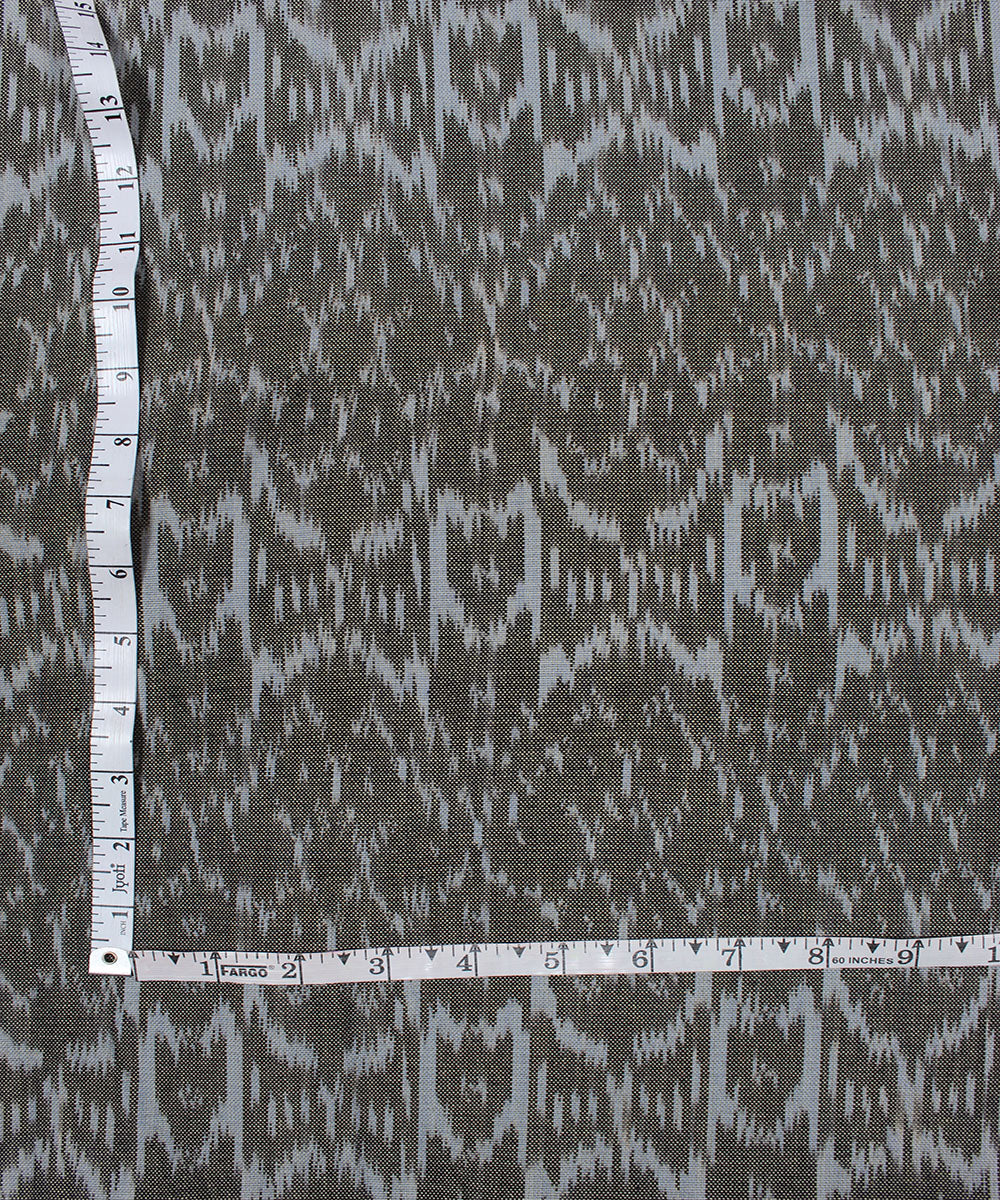 Olive green grey handloom pochampally ikat cotton fabric
