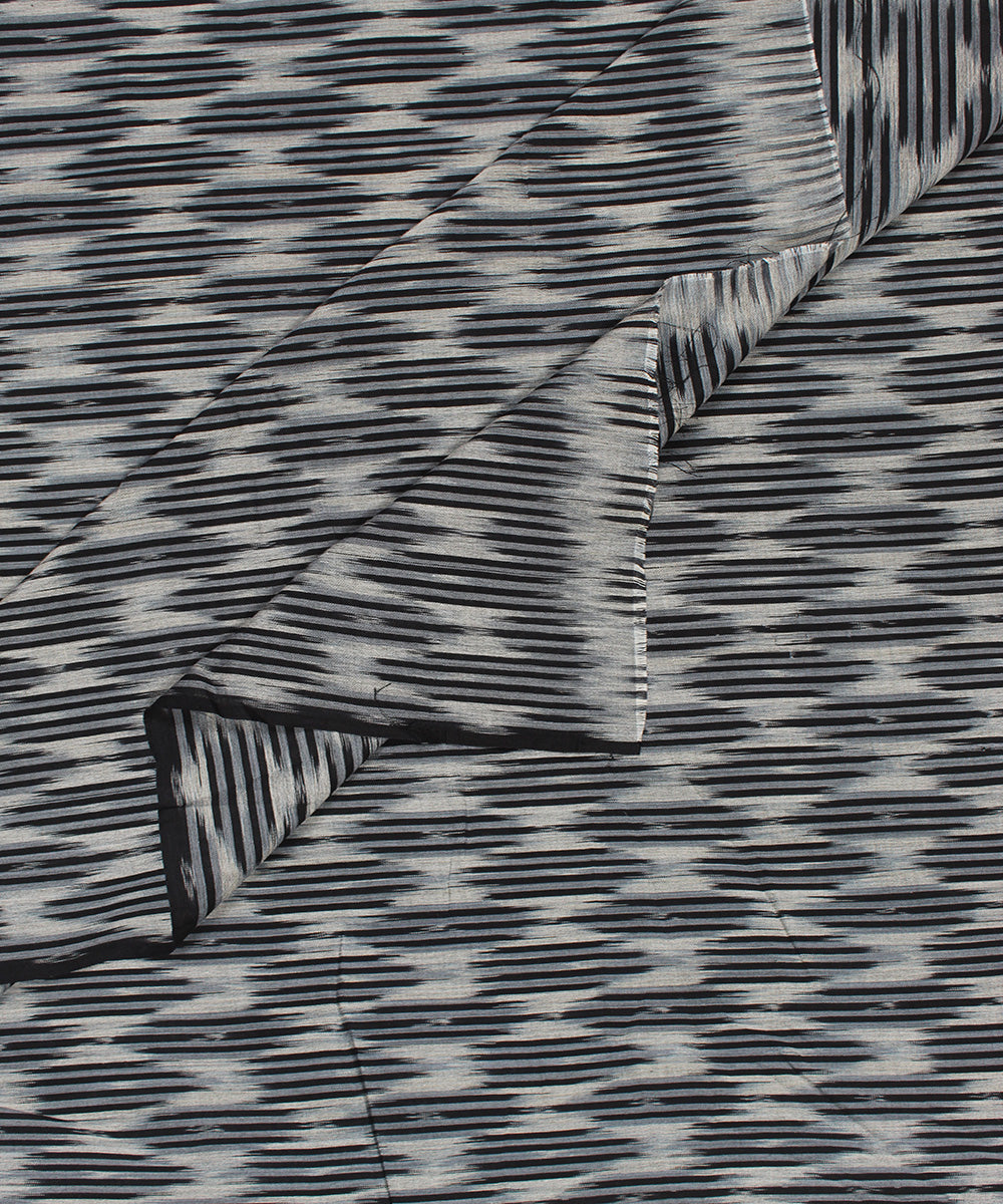 Black grey handloom cotton pochampally ikat fabric