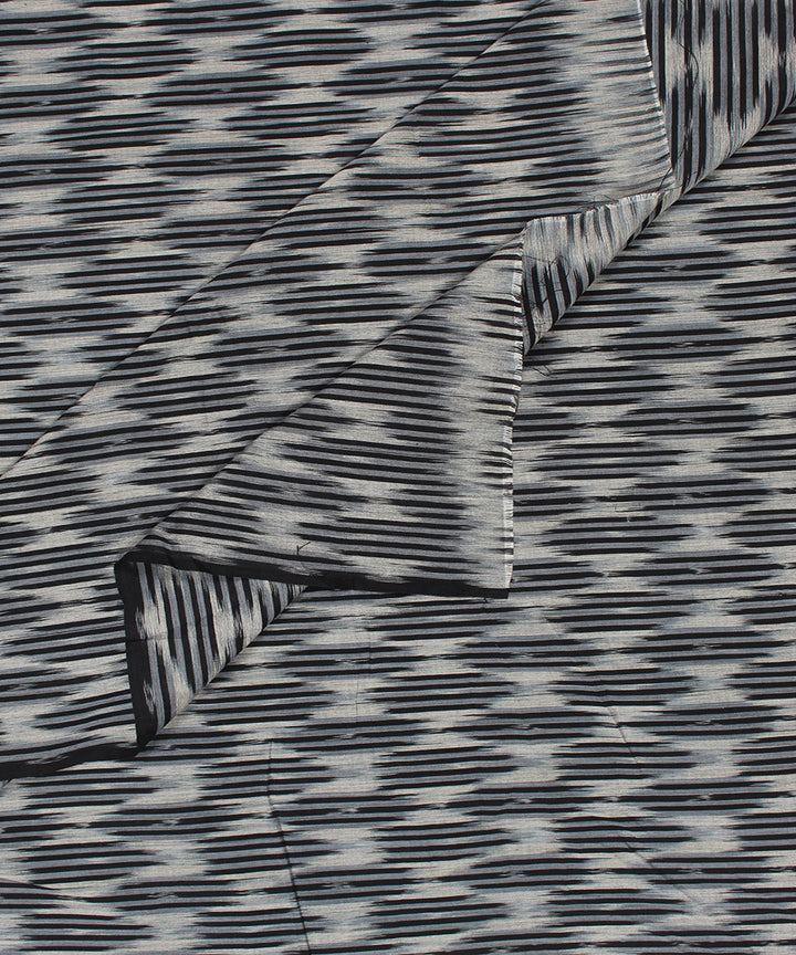 Black grey handloom cotton pochampally ikat fabric