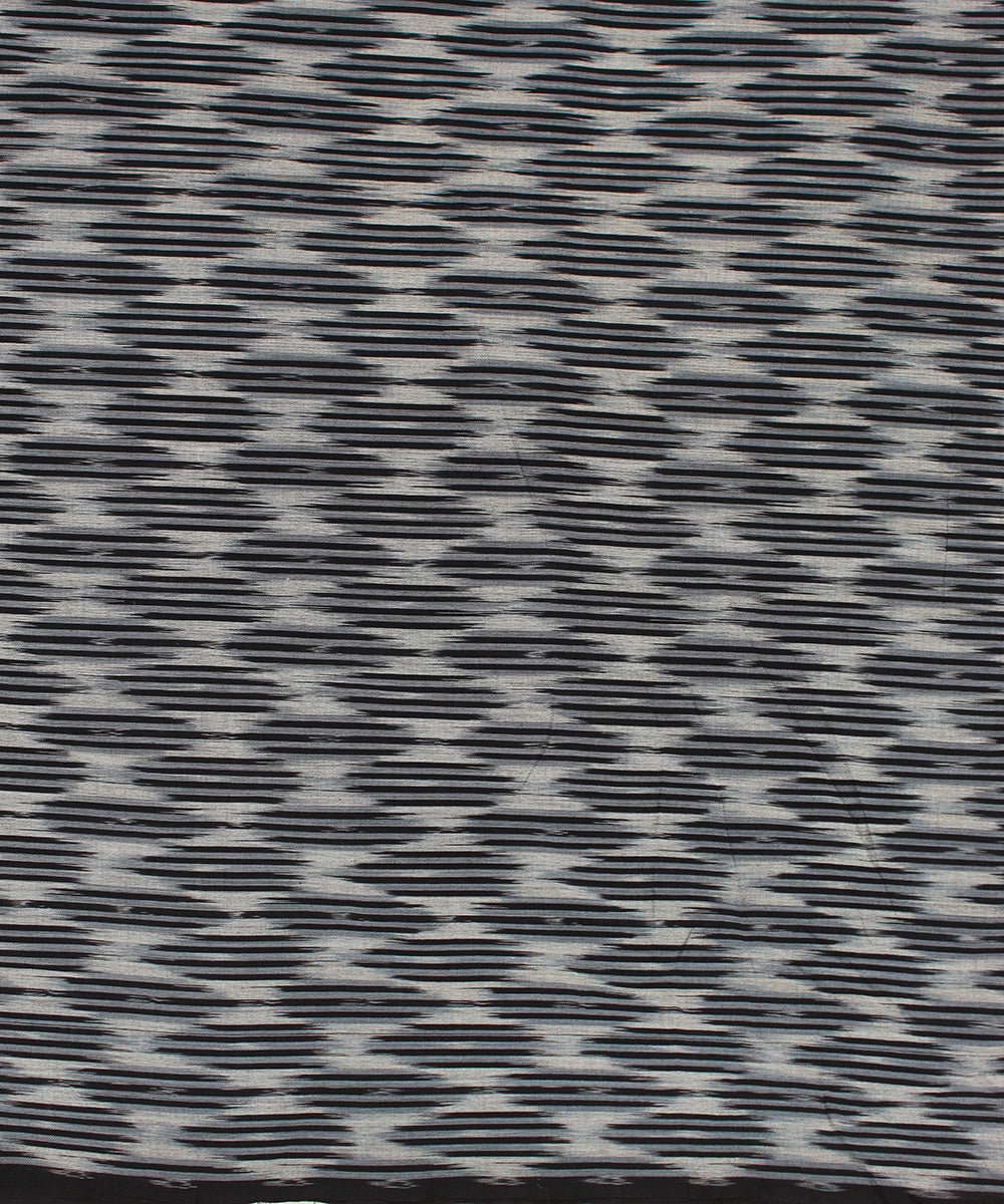 Black grey handloom cotton pochampally ikat fabric