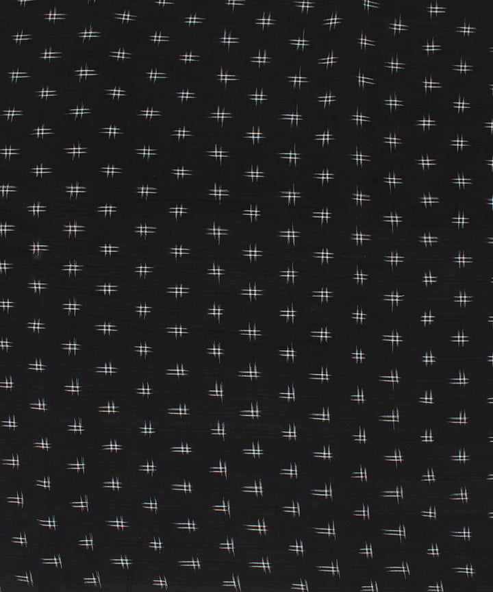 Black white pochampally ikat cotton handloom fabric