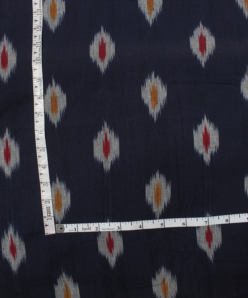 Black white handloom pochampally ikat cotton fabric