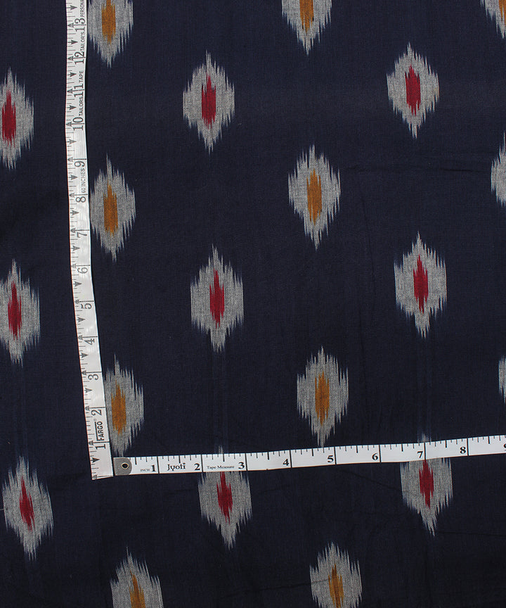 Black white handloom pochampally ikat cotton fabric