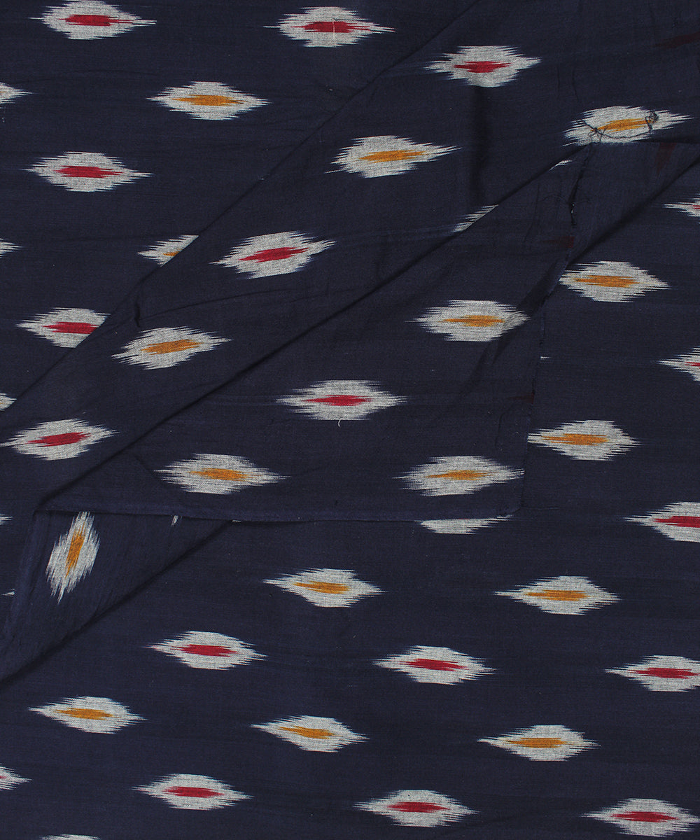 Black white handloom pochampally ikat cotton fabric