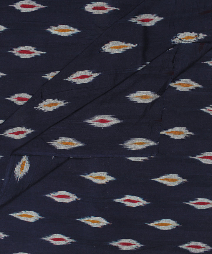 Black white handloom pochampally ikat cotton fabric