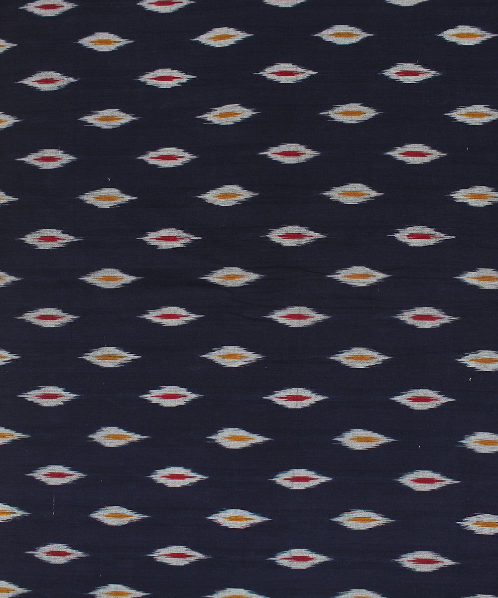 Black white handloom pochampally ikat cotton fabric