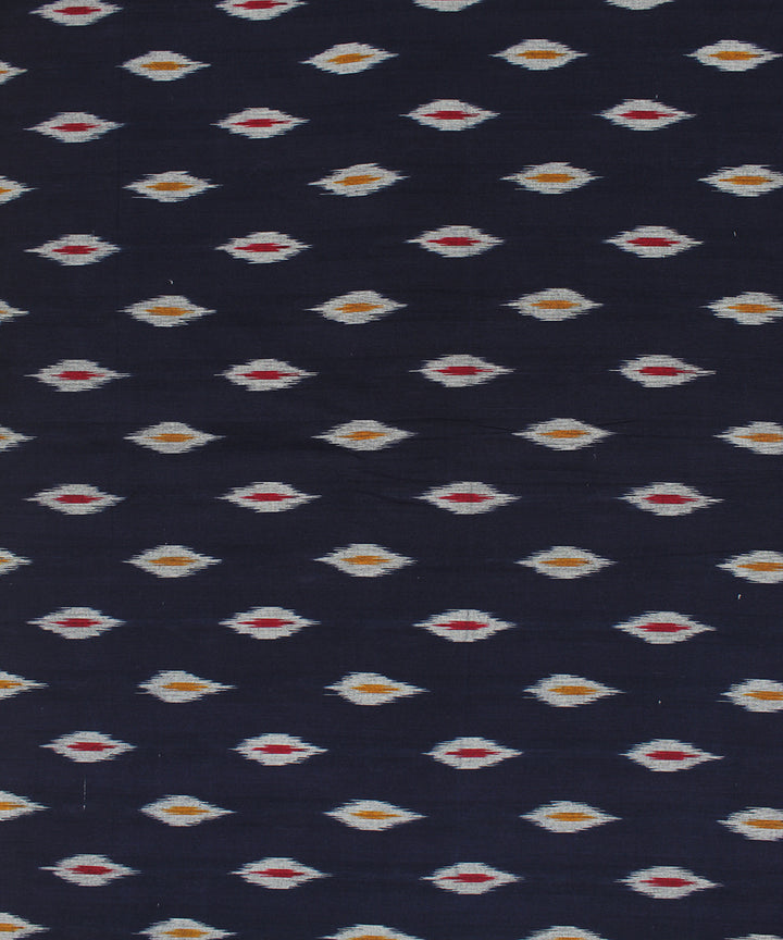 Black white handloom pochampally ikat cotton fabric
