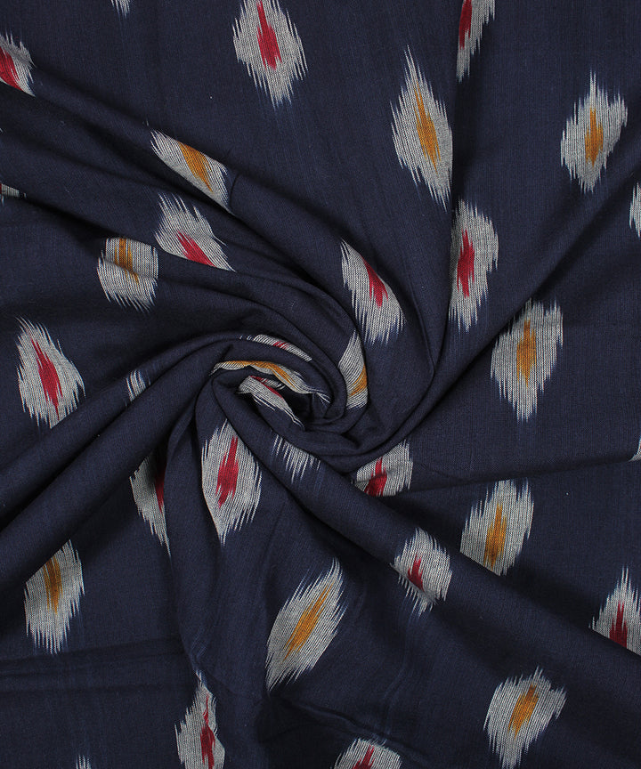 Black white handloom pochampally ikat cotton fabric
