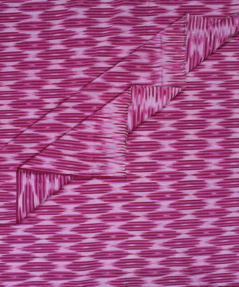 Pink white handloom pochampally ikat cotton fabric