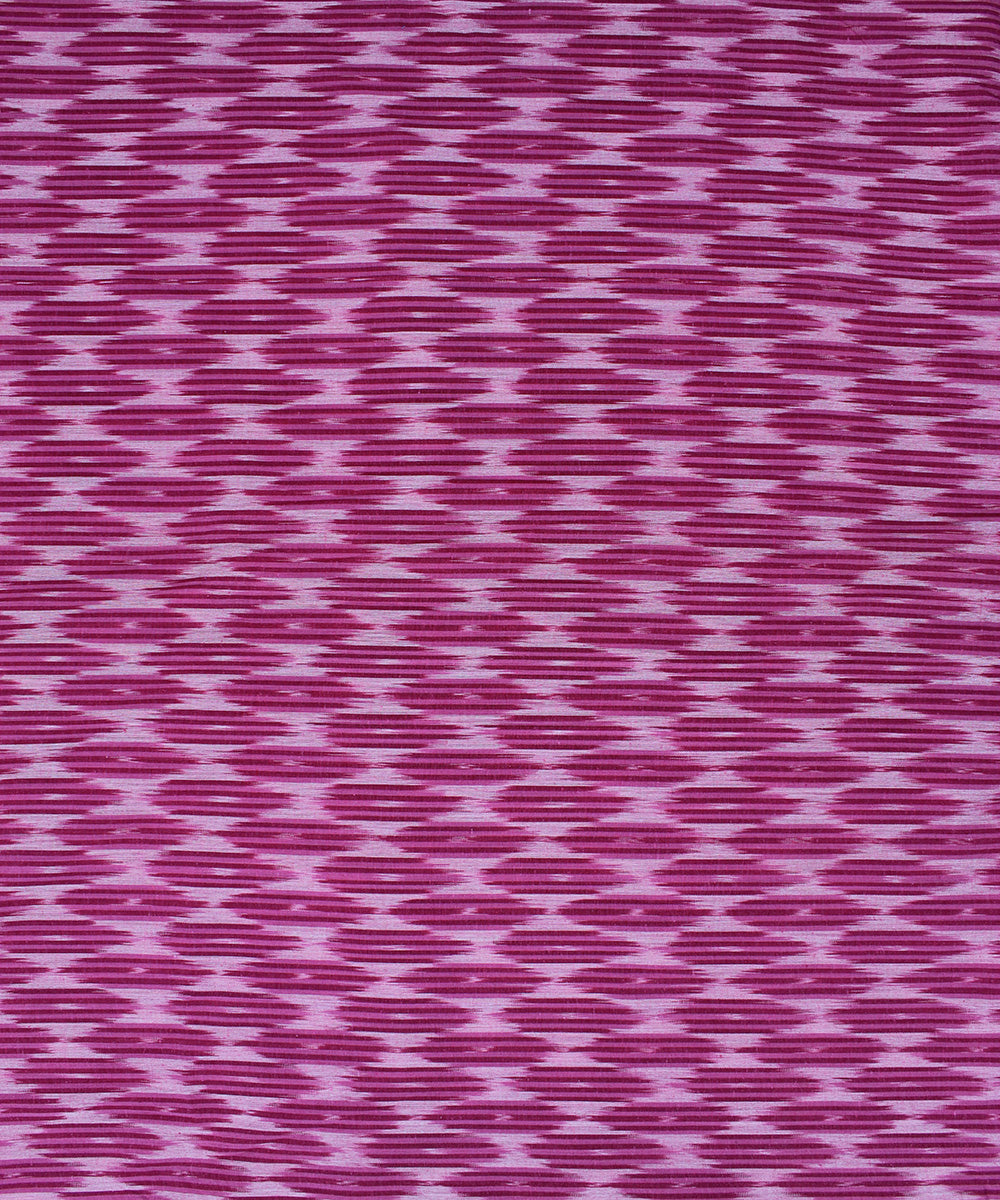 Pink white handloom pochampally ikat cotton fabric