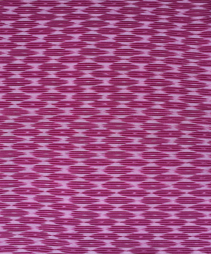 Pink white handloom pochampally ikat cotton fabric