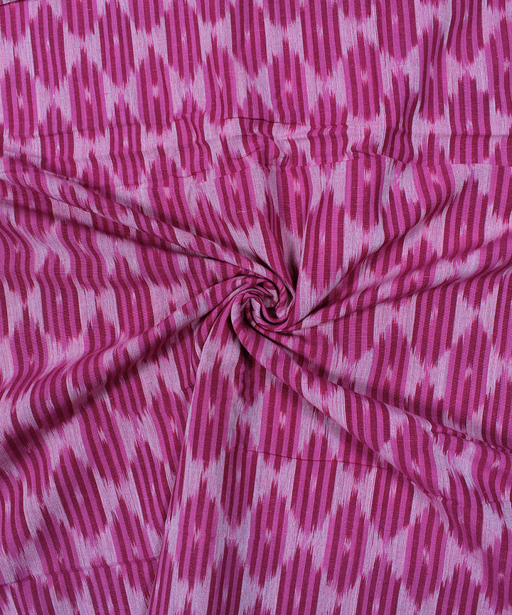 Pink white handloom pochampally ikat cotton fabric