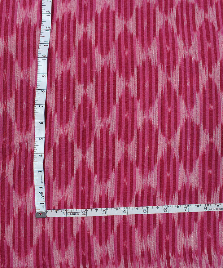 Pink white handloom pochampally ikat cotton fabric