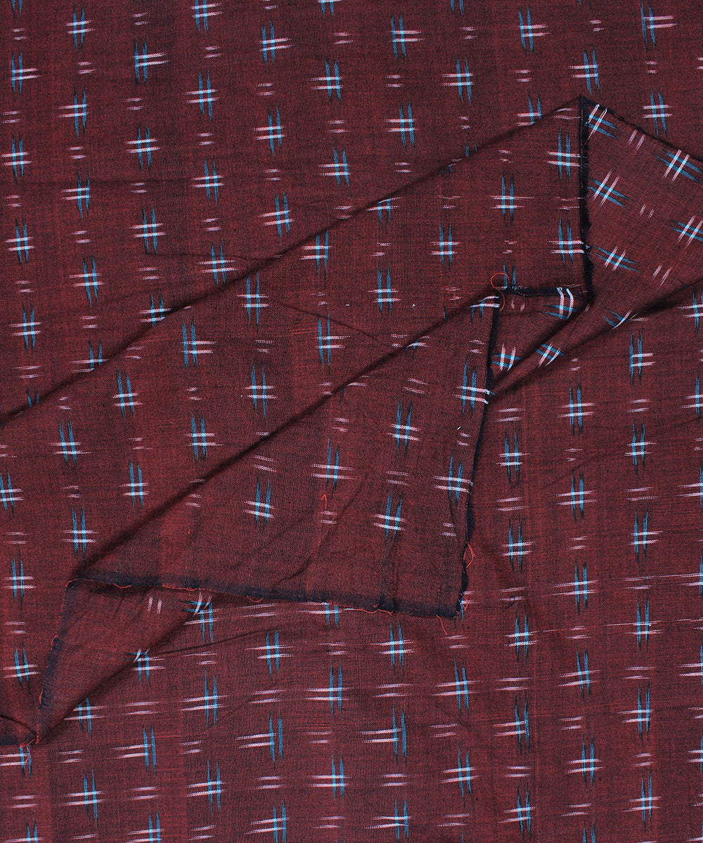 Multicolor brown handloom pochampally ikat cotton fabric