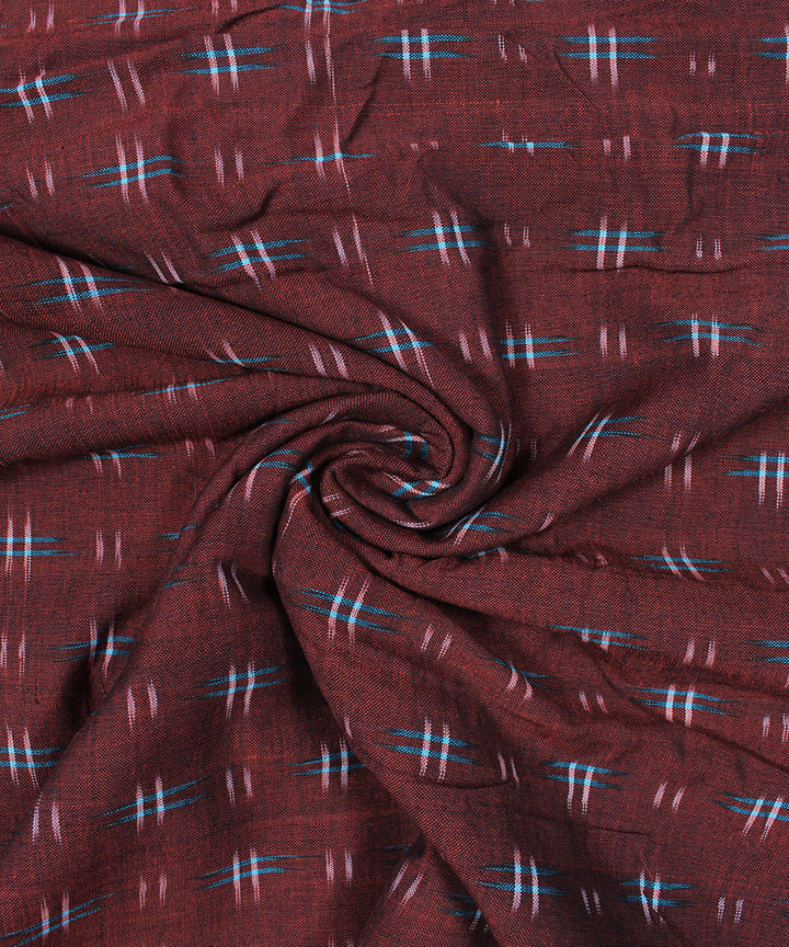 Multicolor brown handloom pochampally ikat cotton fabric