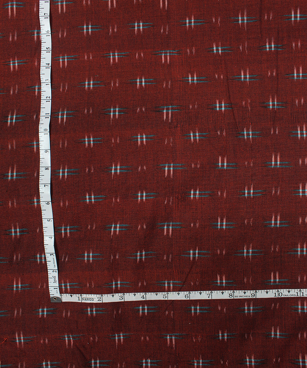 Multicolor brown handloom pochampally ikat cotton fabric