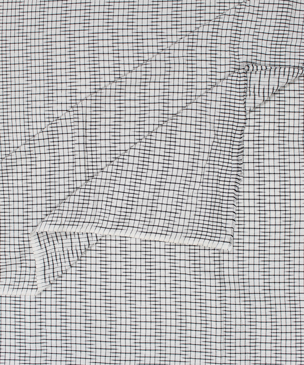 White black handloom pochampally ikat cotton fabric