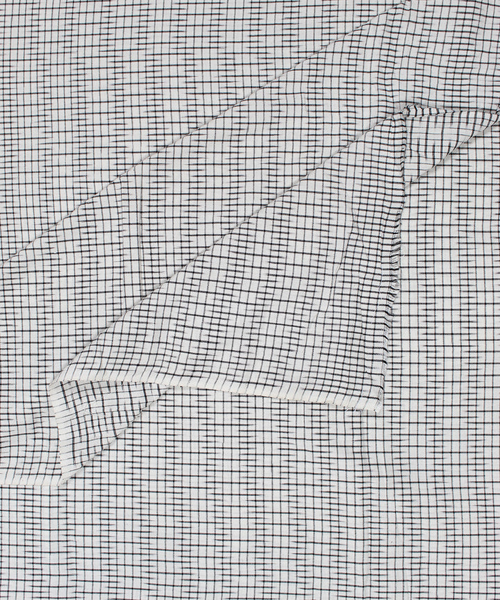 White black handloom pochampally ikat cotton fabric