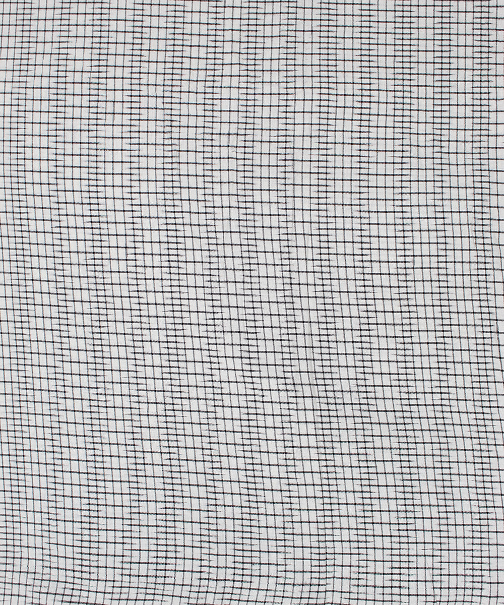 White black handloom pochampally ikat cotton fabric