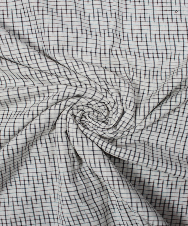 White black handloom pochampally ikat cotton fabric
