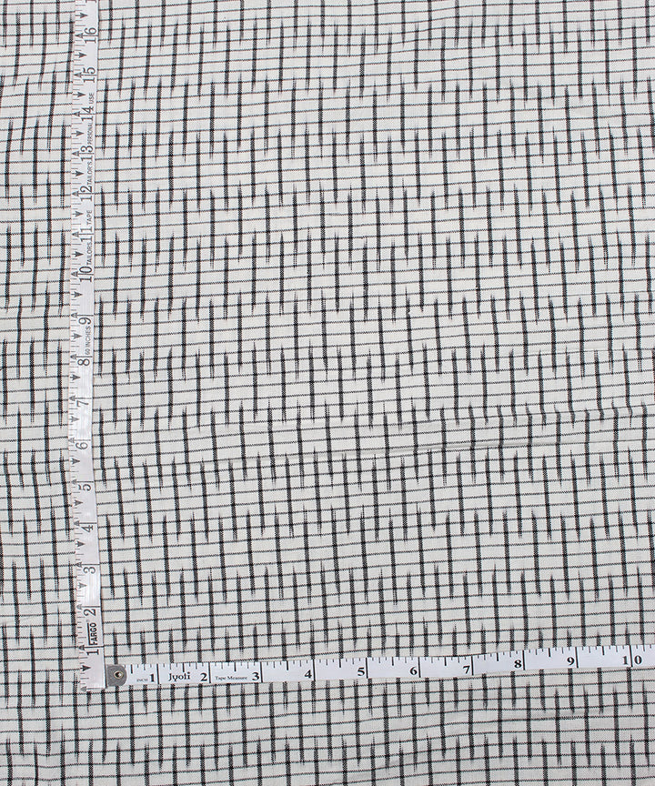 White black handloom pochampally ikat cotton fabric