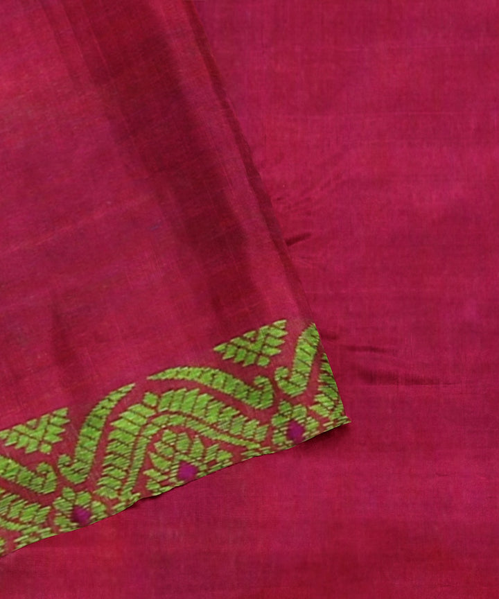 Pink green yellow cotton handwoven assam saree