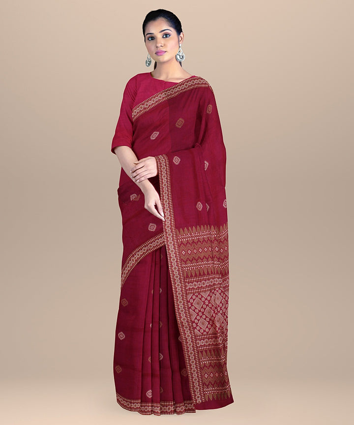 Pink brown beige cotton handwoven assam saree