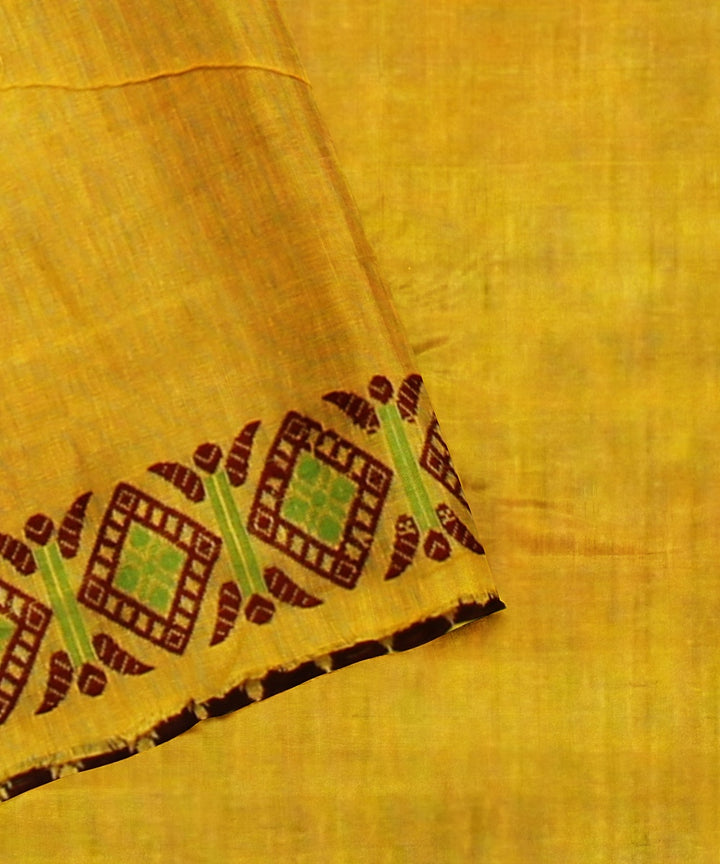 Yellow multicolor handwoven assam cotton saree