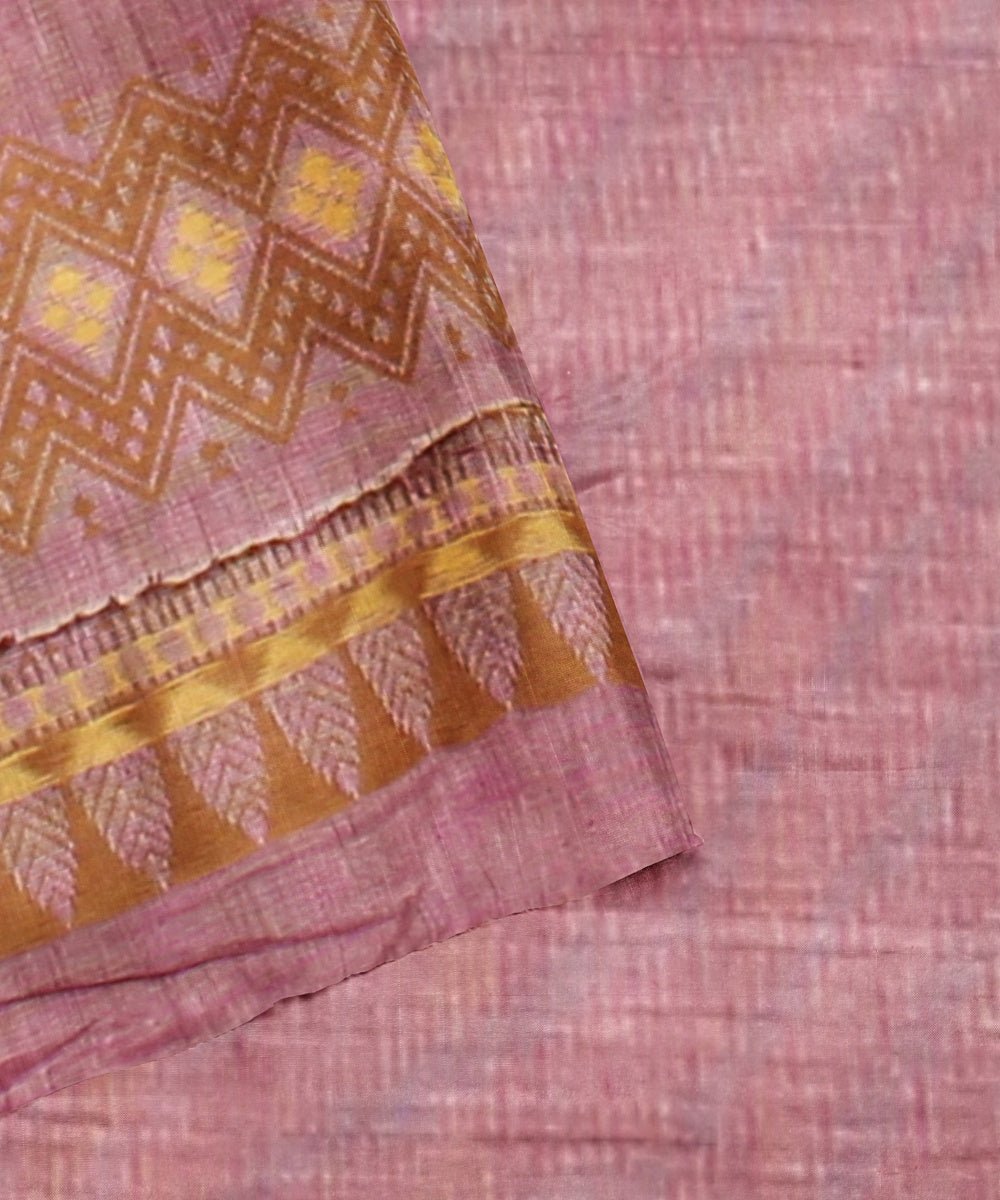 Lavender brown cream cotton handwoven assam saree