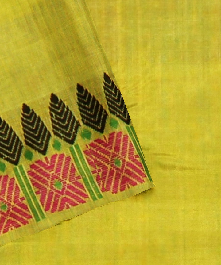 Lime green multicolor cotton handwoven assam saree