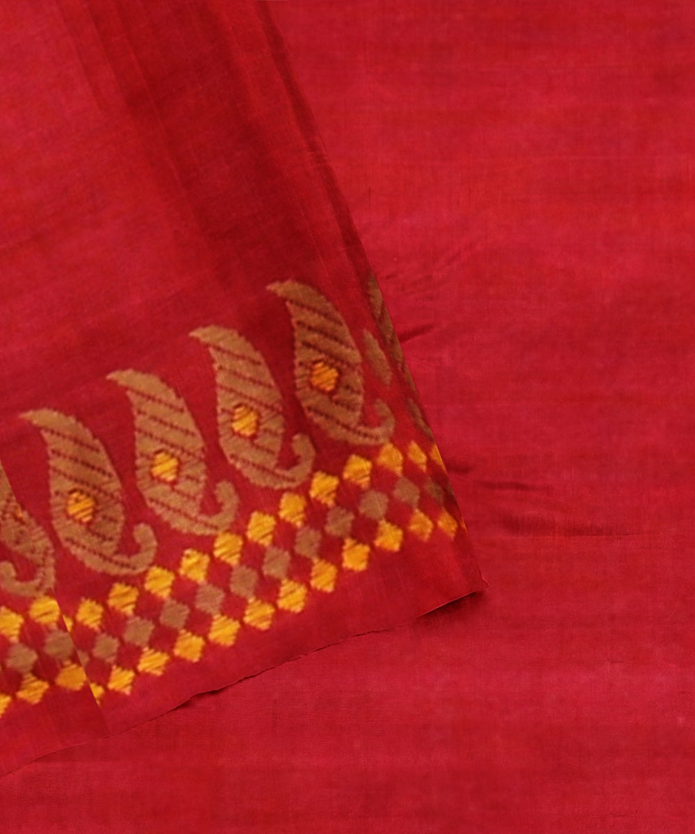 Pink brown yellow cotton handwoven assam saree