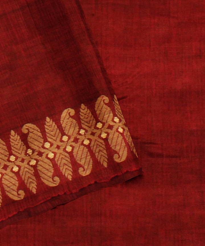 Maroon brown cream cotton handwoven assam saree