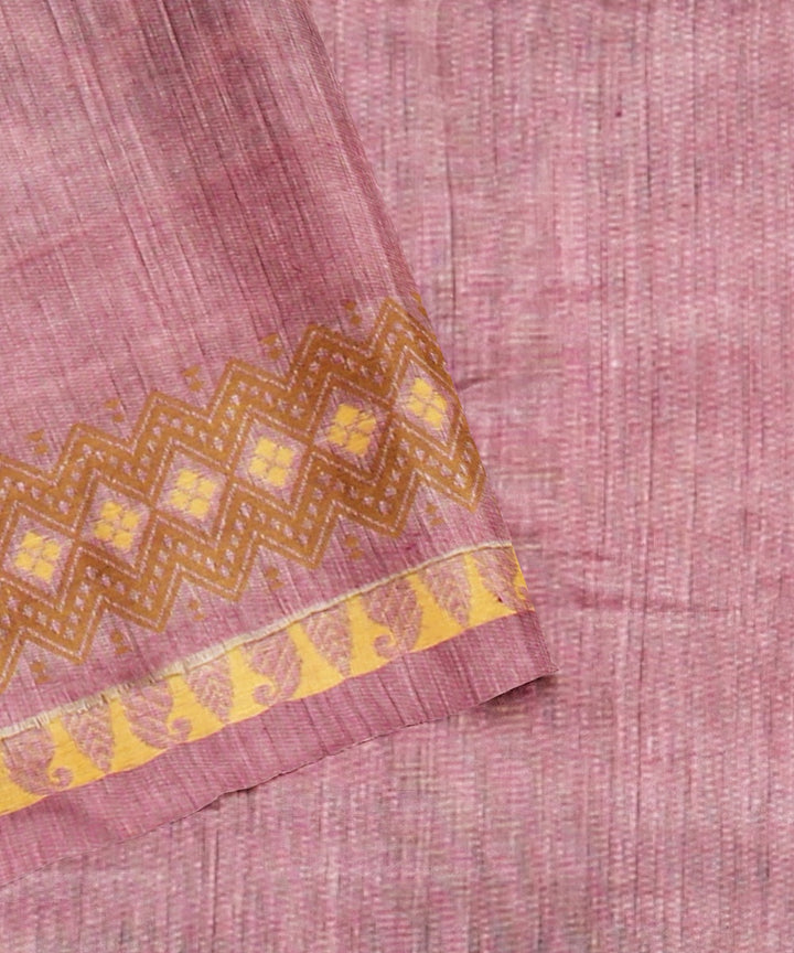 Lavender brown black cotton handwoven assam saree