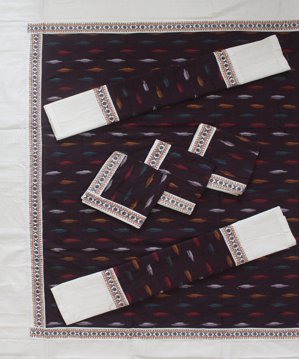 Black offwhite handmade pochampally ikat cotton diwan set