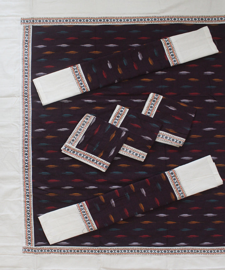 Black offwhite handmade pochampally ikat cotton diwan set