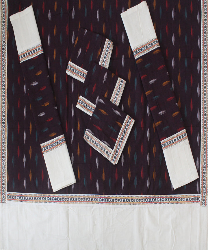 Black offwhite handmade pochampally ikat cotton diwan set