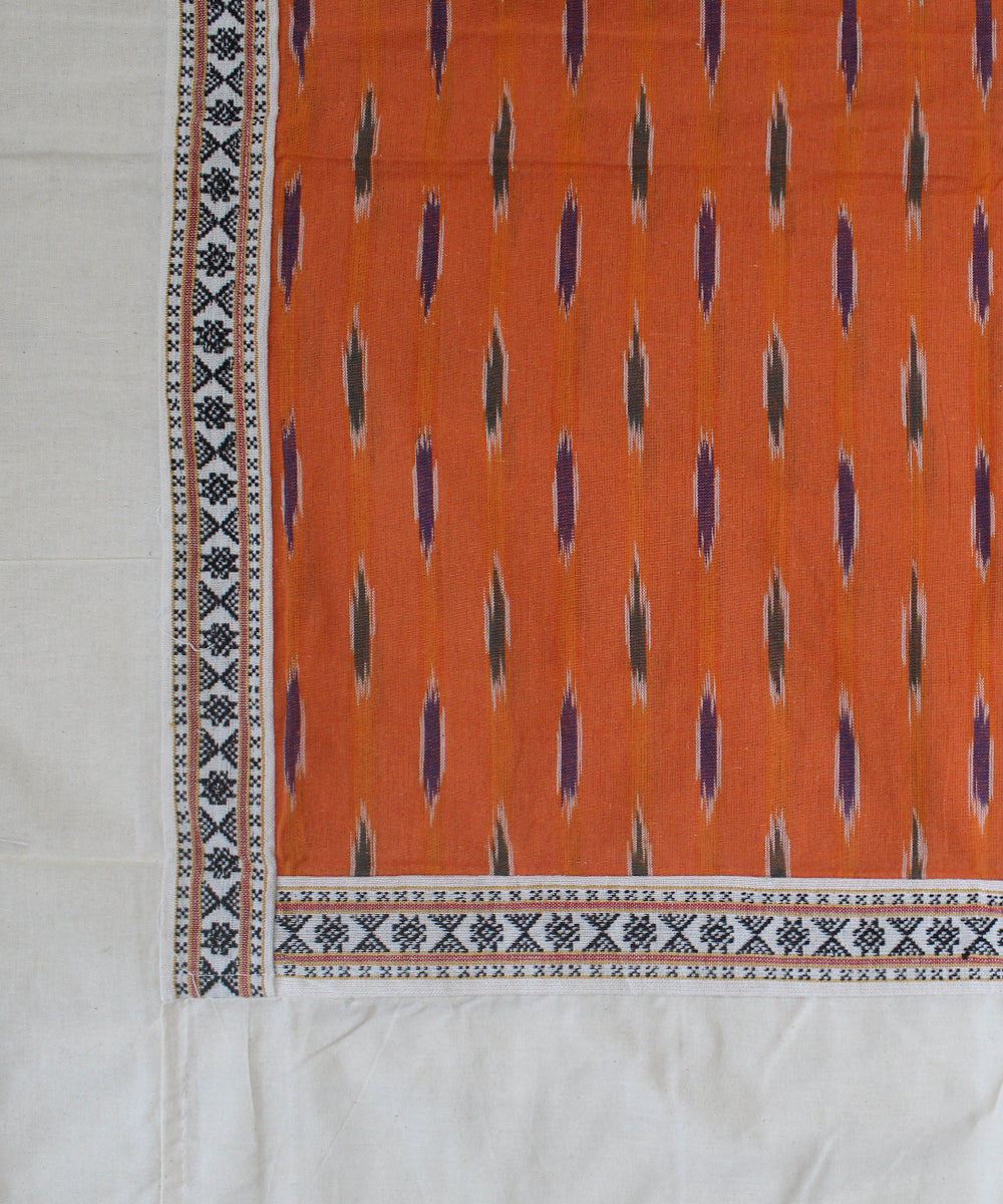 Orange offwhite handmade pochampally ikat cotton diwan set