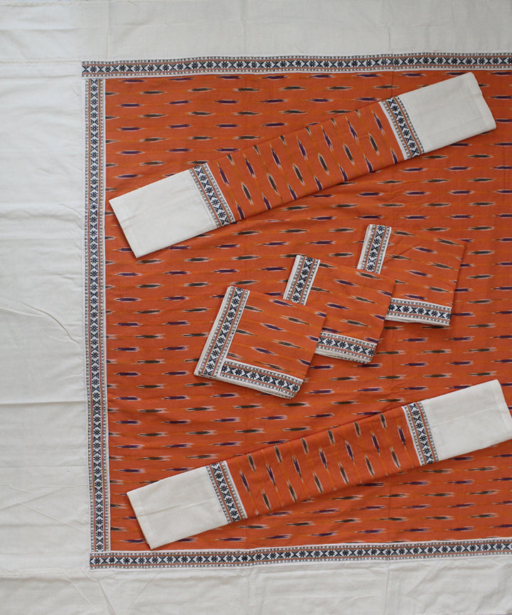 Orange offwhite handmade pochampally ikat cotton diwan set