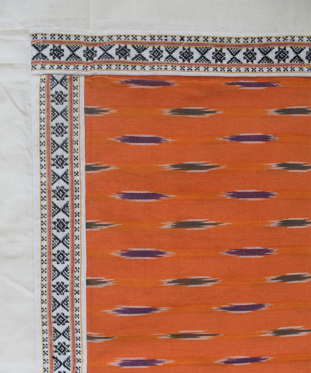 Orange offwhite handmade pochampally ikat cotton diwan set